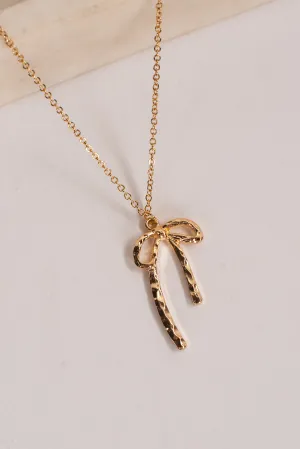 Harley Gold Bow Charm Necklace