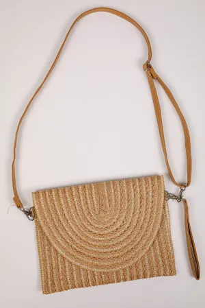 I Know The Way Tan Straw Clutch