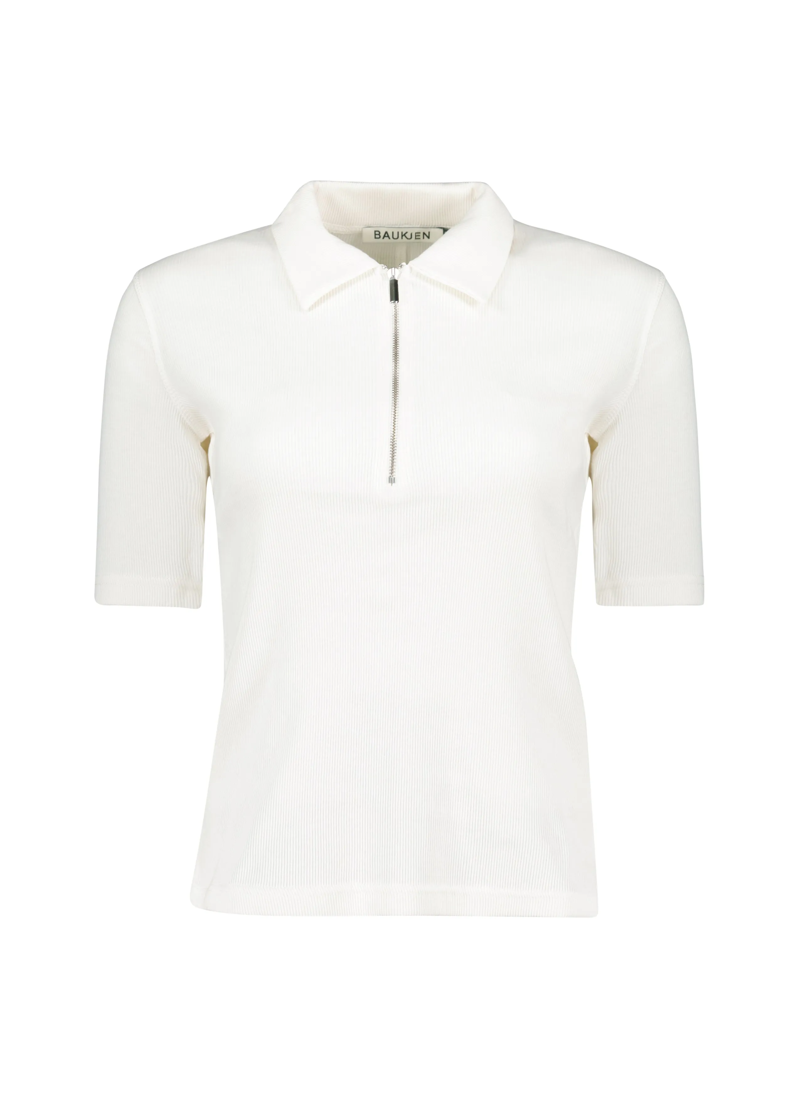 Ivy Organic Rib Zip Collar Top