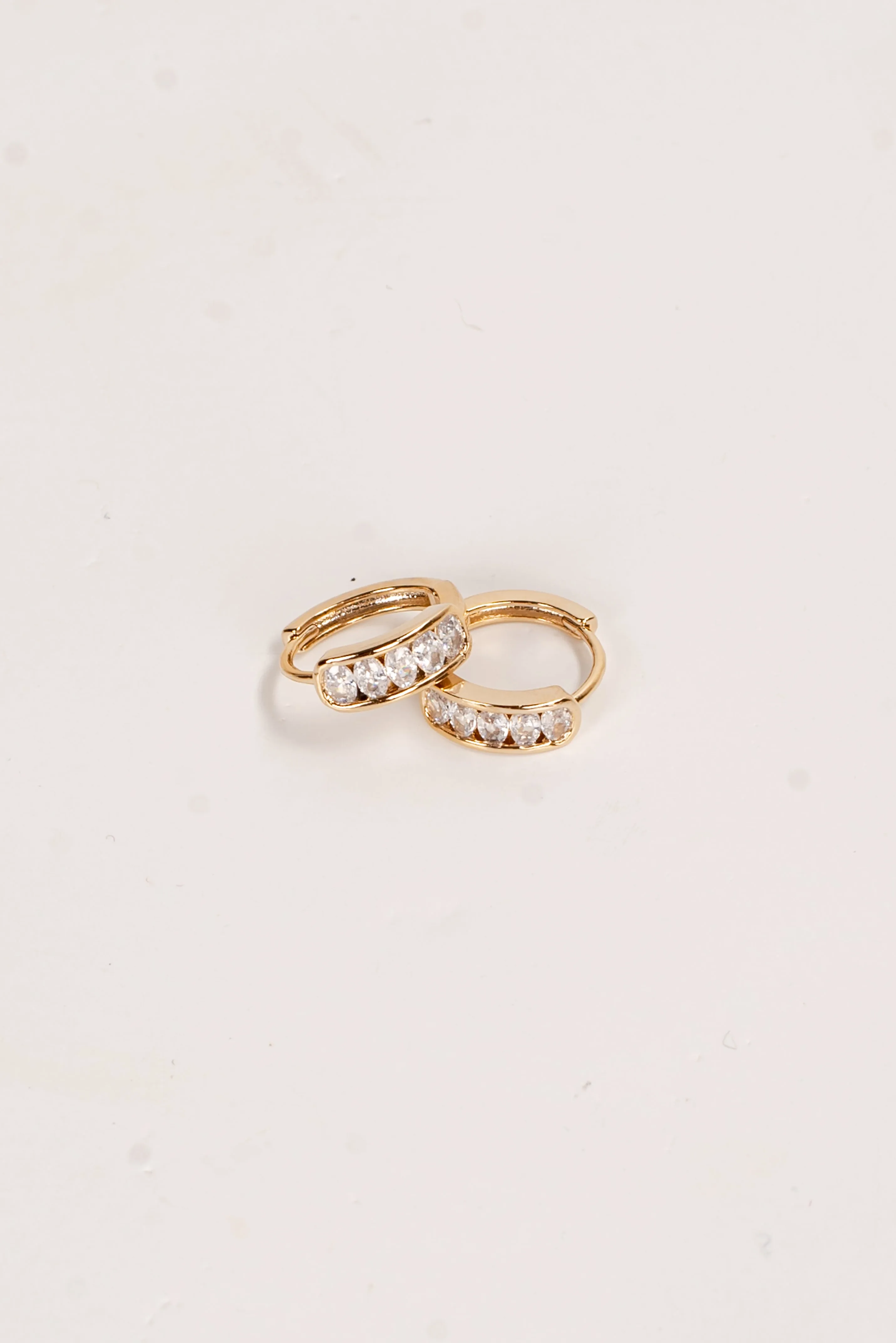 Joanna Gold Rhinestone Mini Hoop Earrings