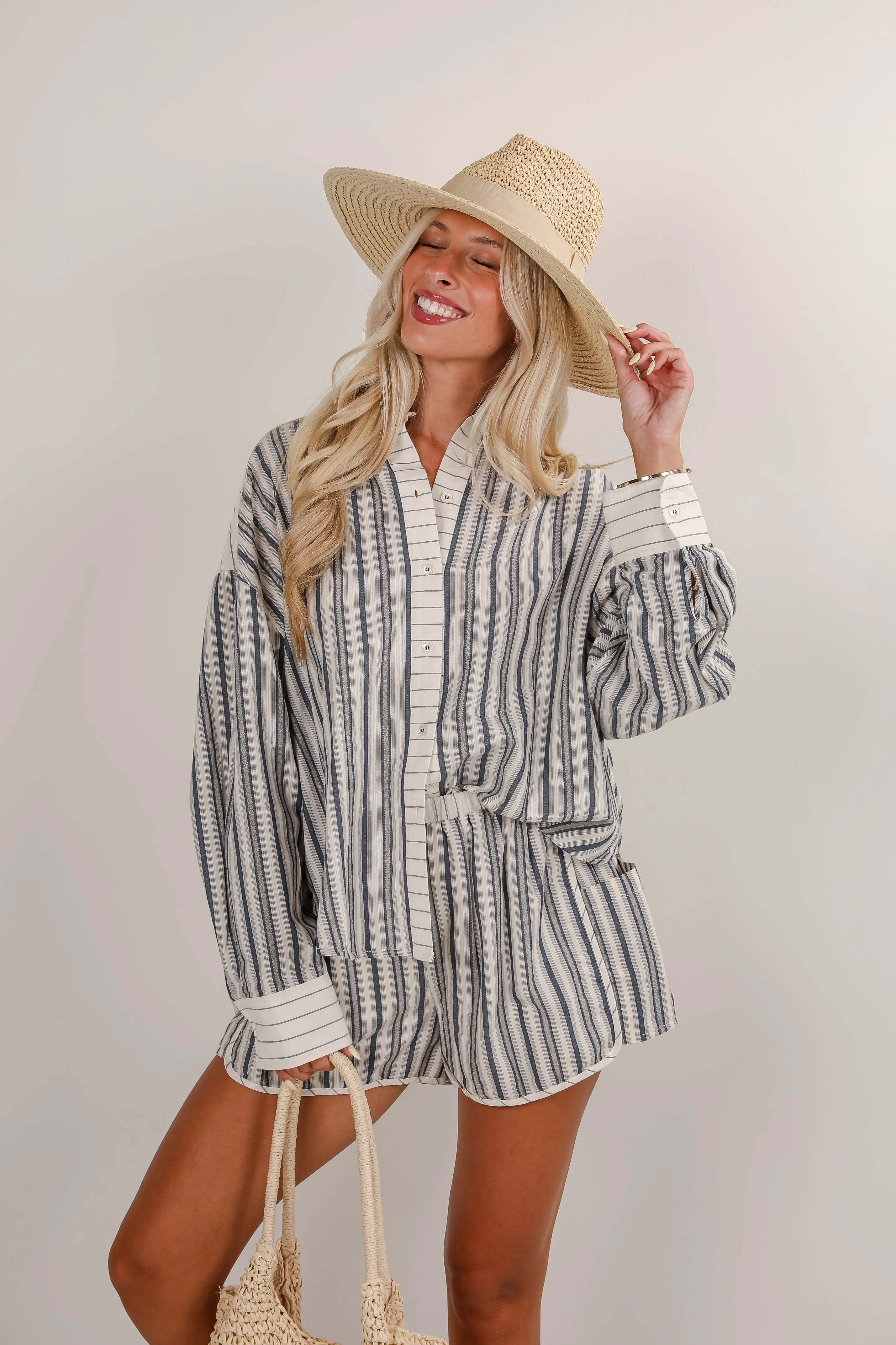Just Breezin' By Blue Striped Shorts