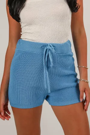 Just Imagine It Blue Knit Shorts - DU DEAL