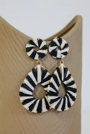 Kate Black Straw Statement Earrings