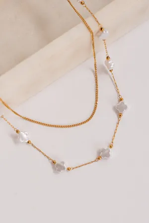 Kenzie Gold Pearl Quatrefoil Layered Necklace