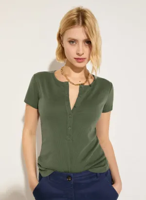 Kikki Cap Sleeve?Henley?Top