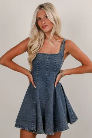 Know It All Dark Wash Denim Mini Dress