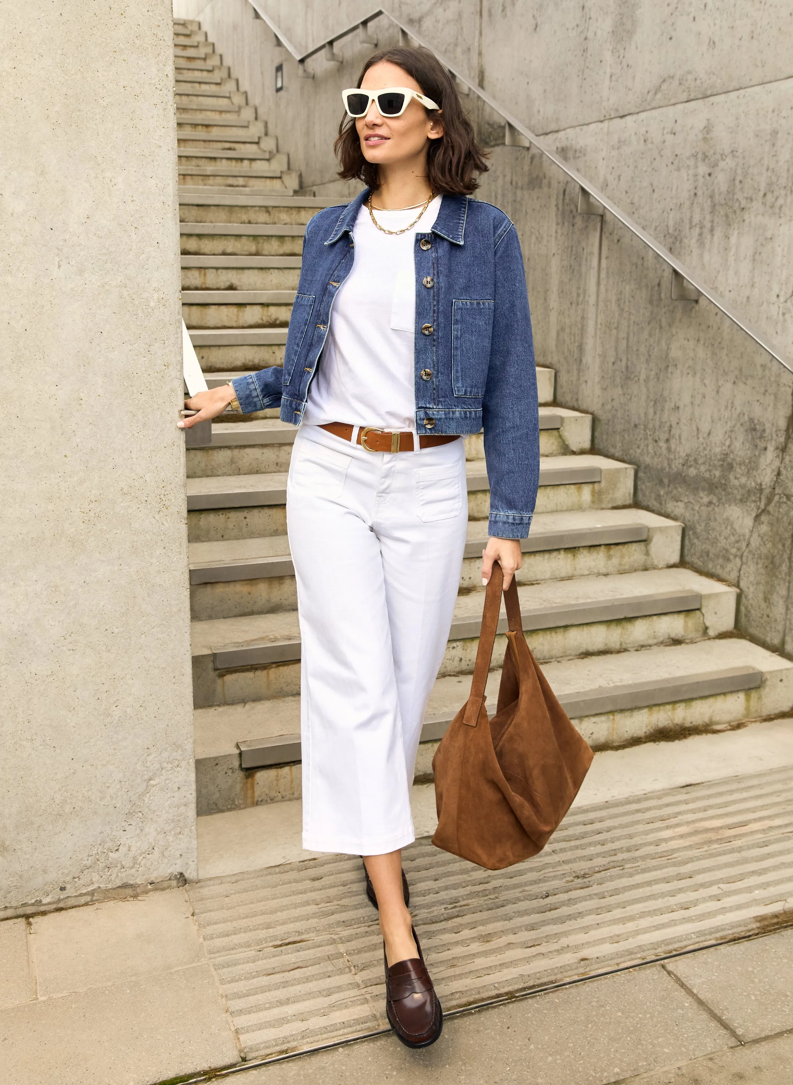 Kristi Organic?Cotton Cropped Denim Jacket