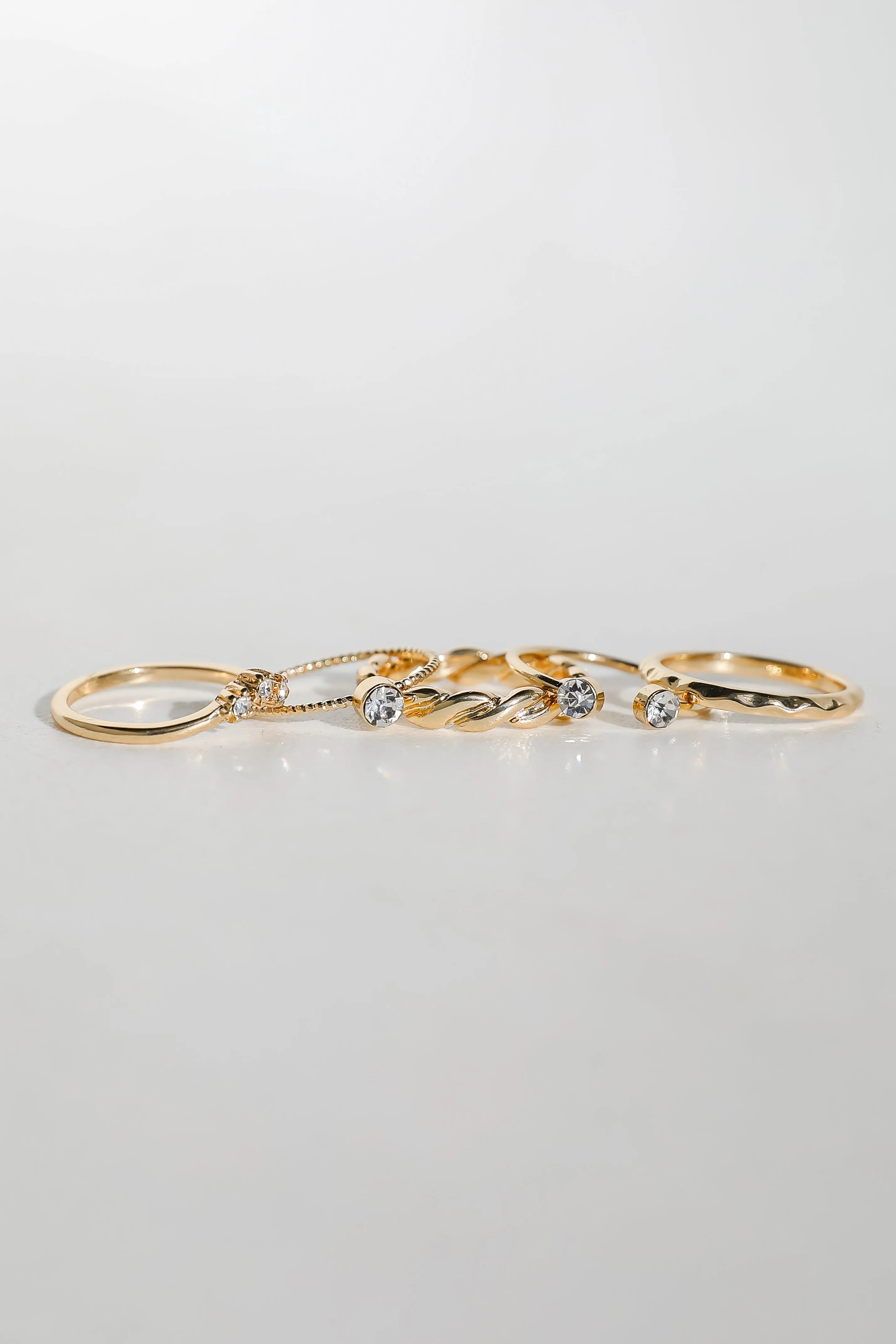 Maeve Gold Rhinestone Ring Set