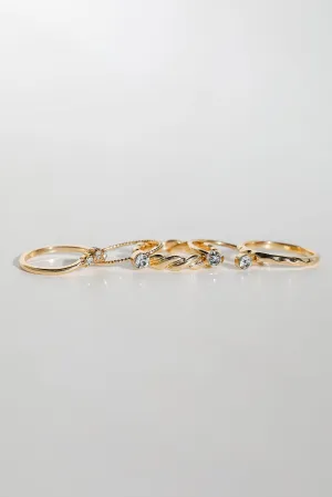 Maeve Gold Rhinestone Ring Set