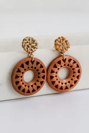 Mariana Natural Wooden Circle Drop Earrings