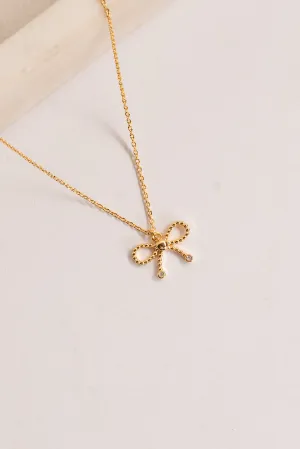 Marissa Gold Bow Charm Necklace