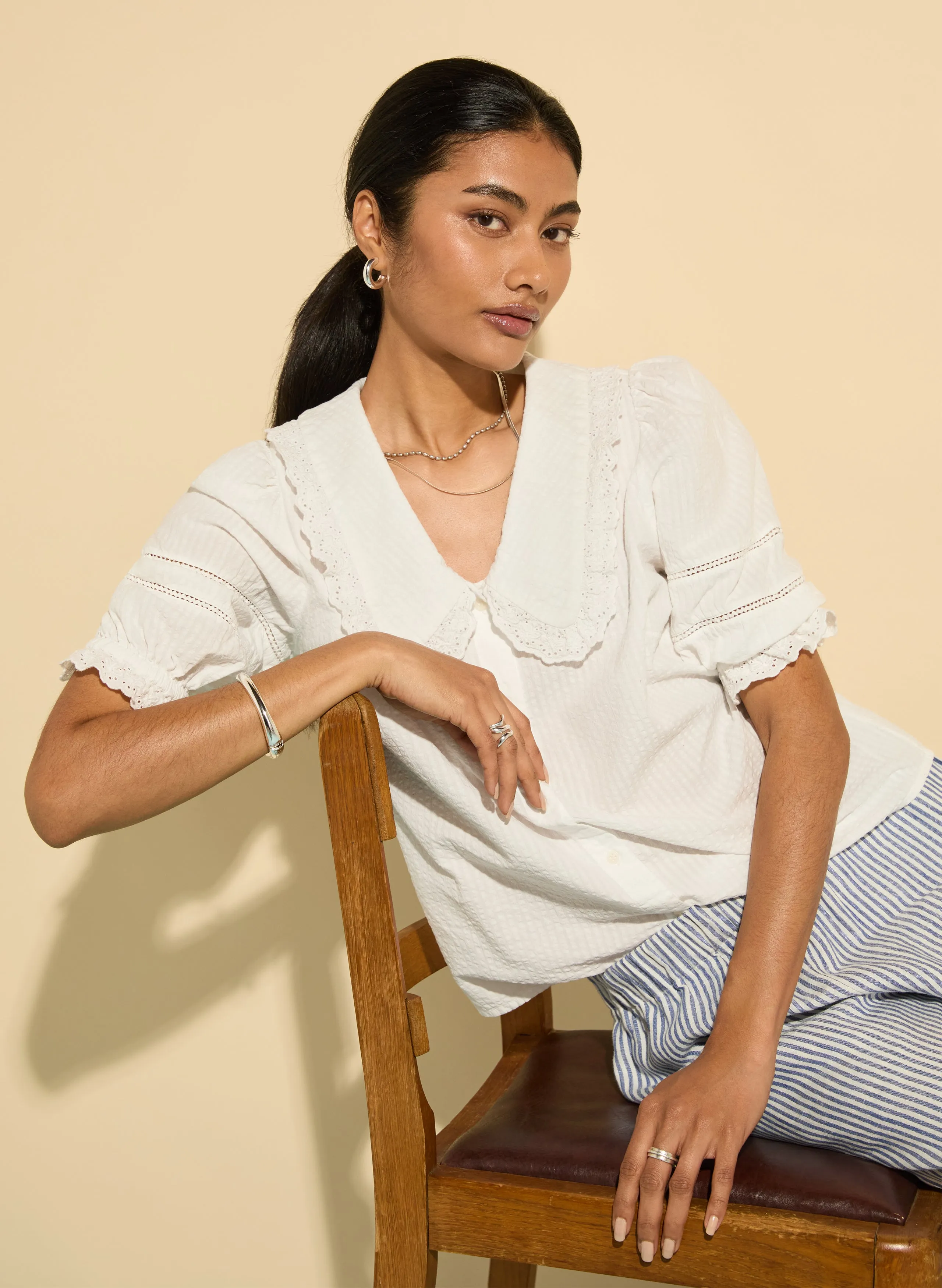 Marti?Organic Cotton Broderie?Detail Blouse