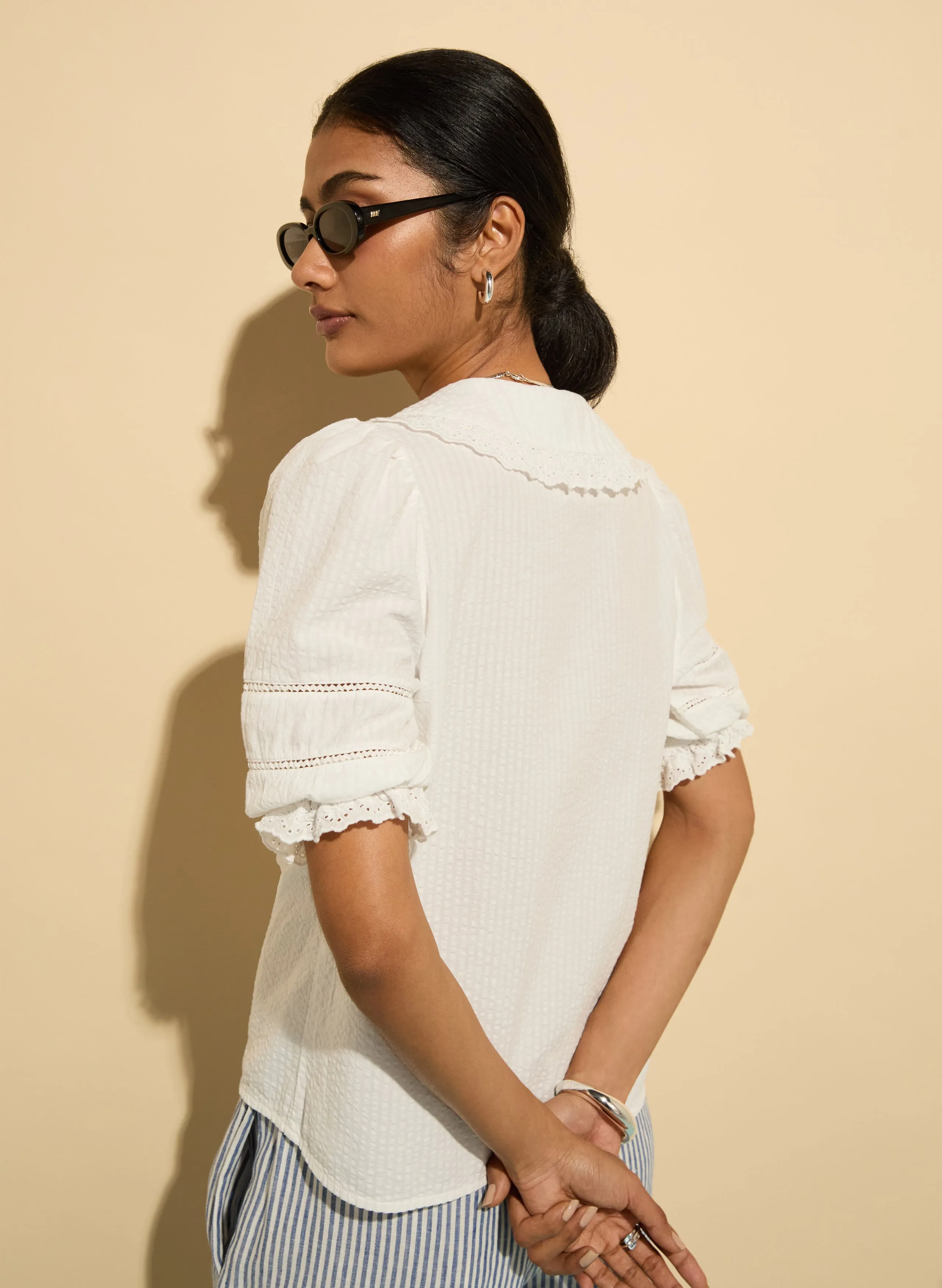 Marti?Organic Cotton Broderie?Detail Blouse