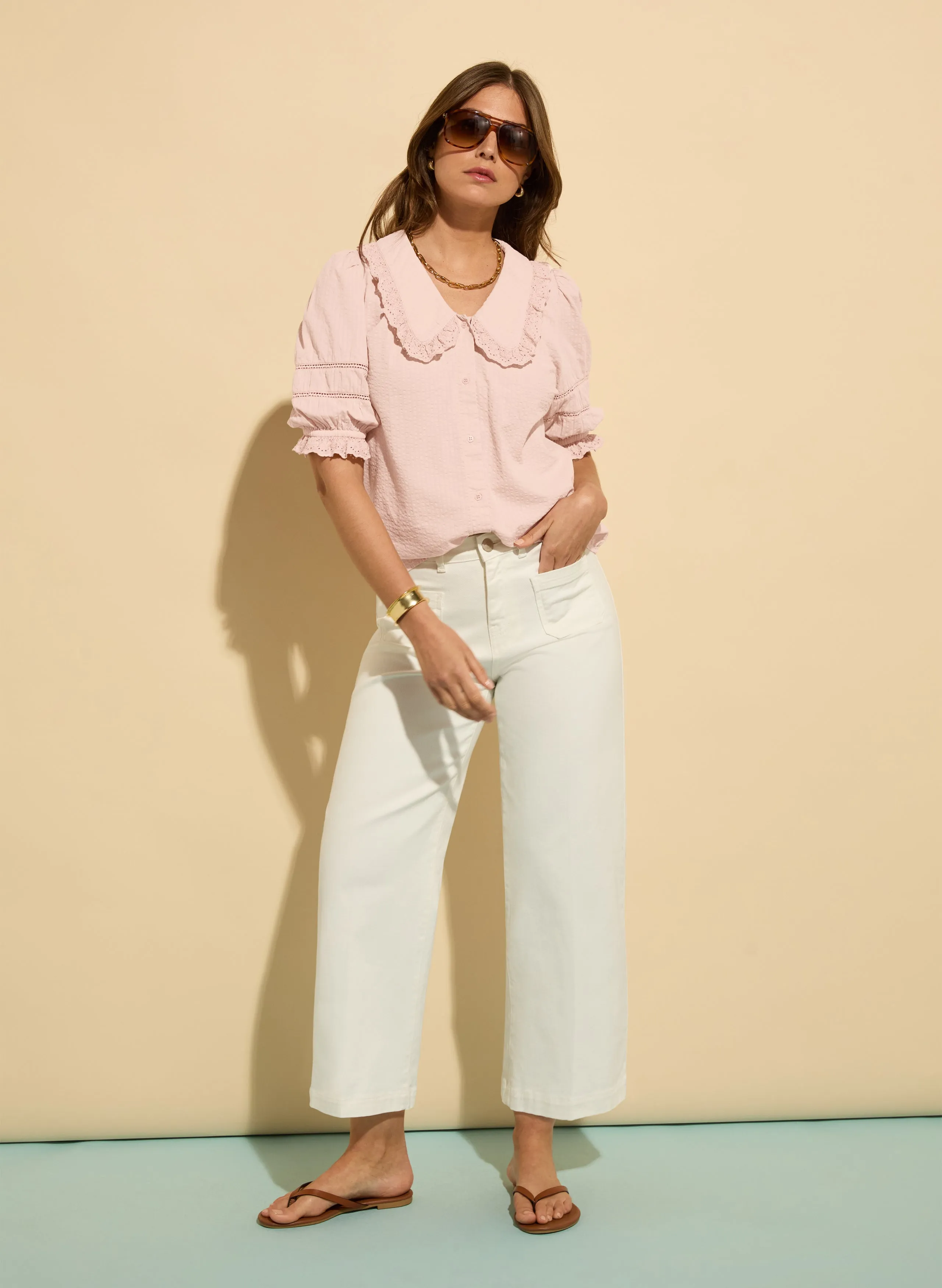 Marti?Organic Cotton Broderie?Detail Blouse