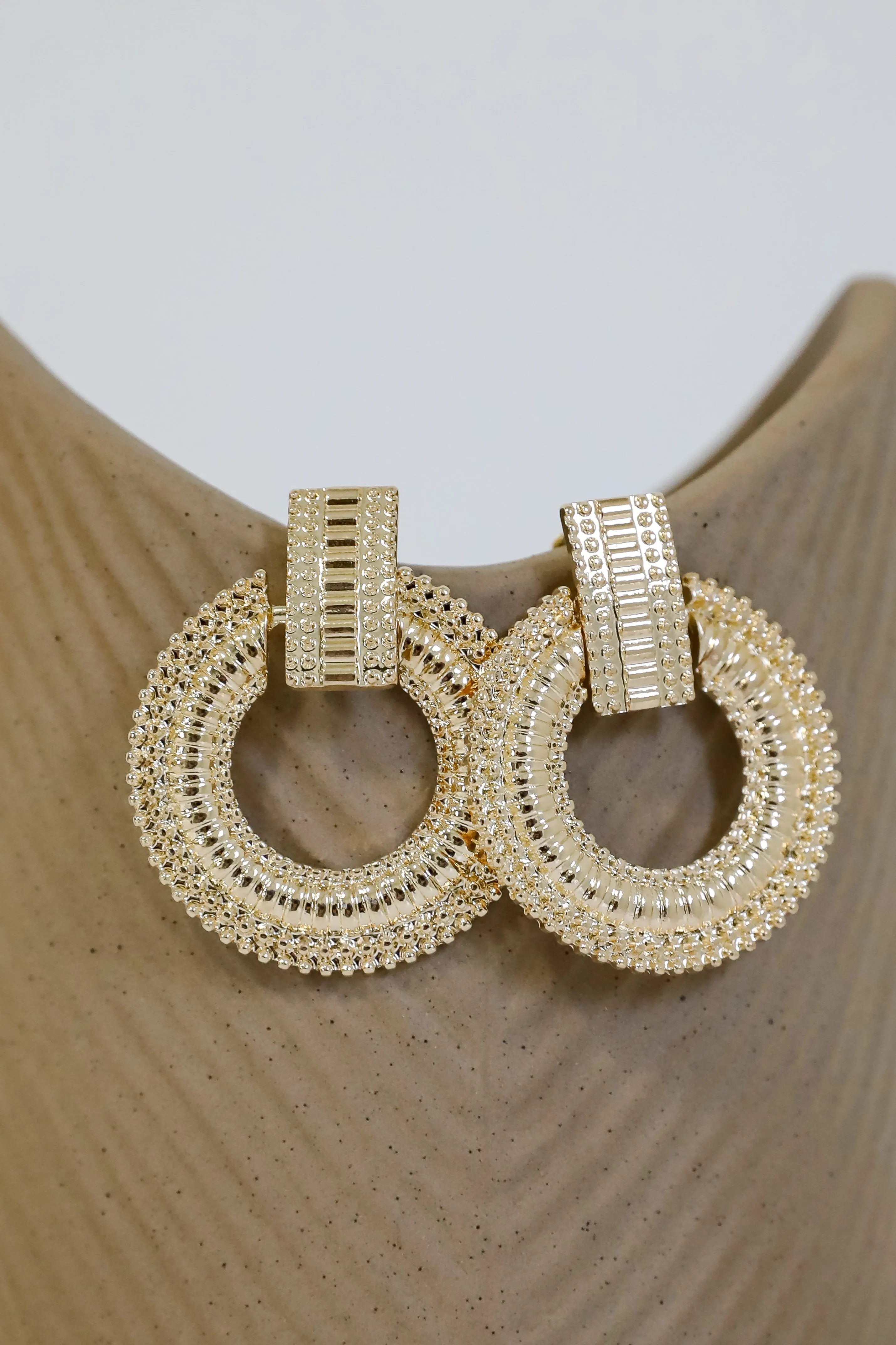 Melissa Gold Textured Statement Earrings