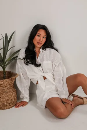 Melodies And Memories White Embroidered Button-Up Blouse