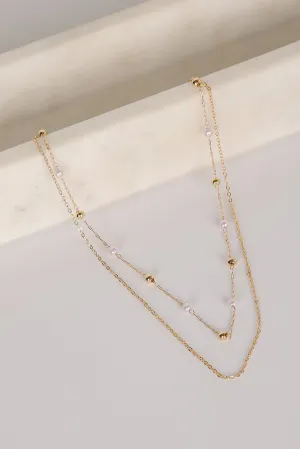 Michelle Gold Pearl Layered Necklace