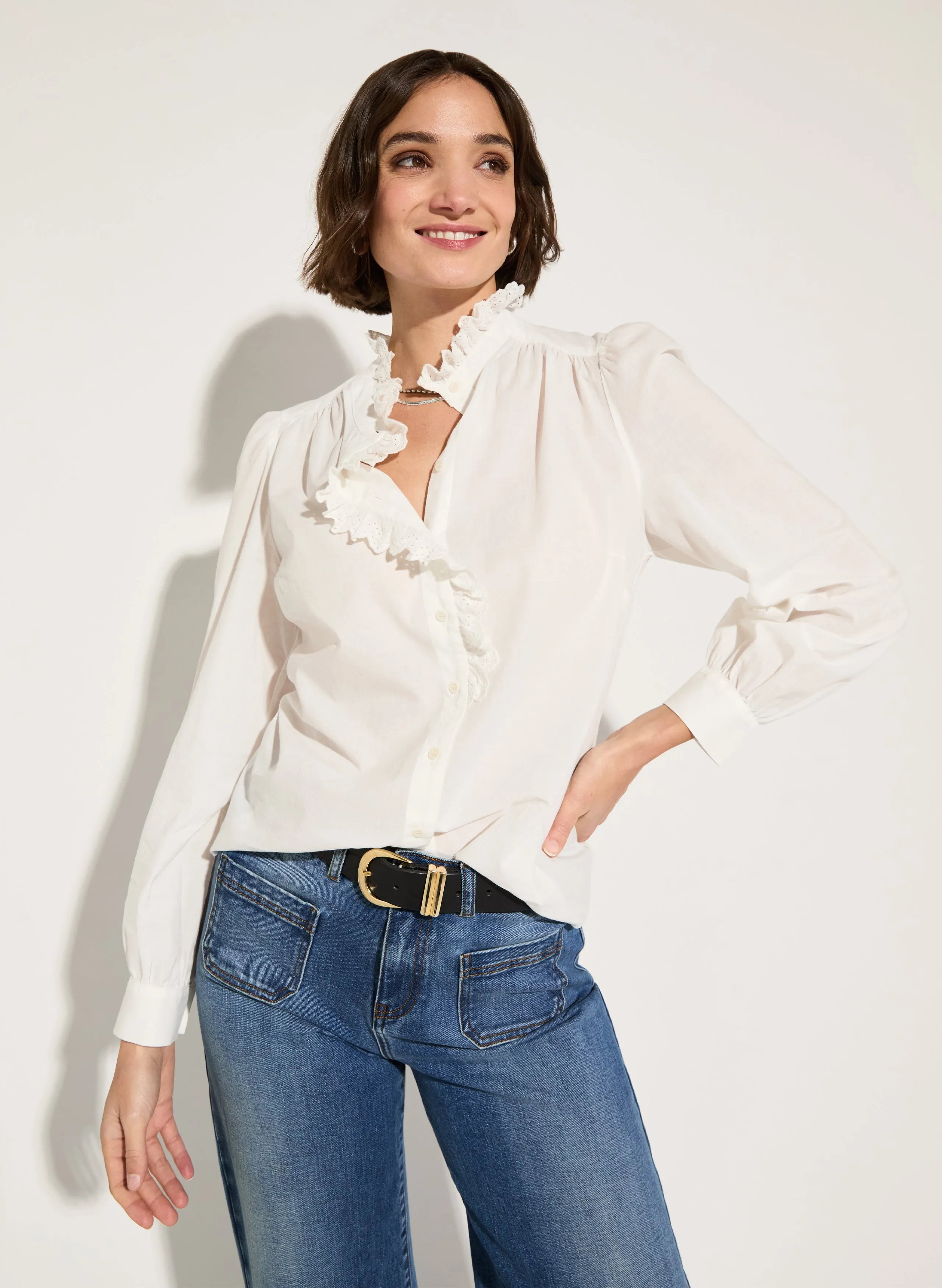 Milla Organic Cotton Broderie?Detail Blouse
