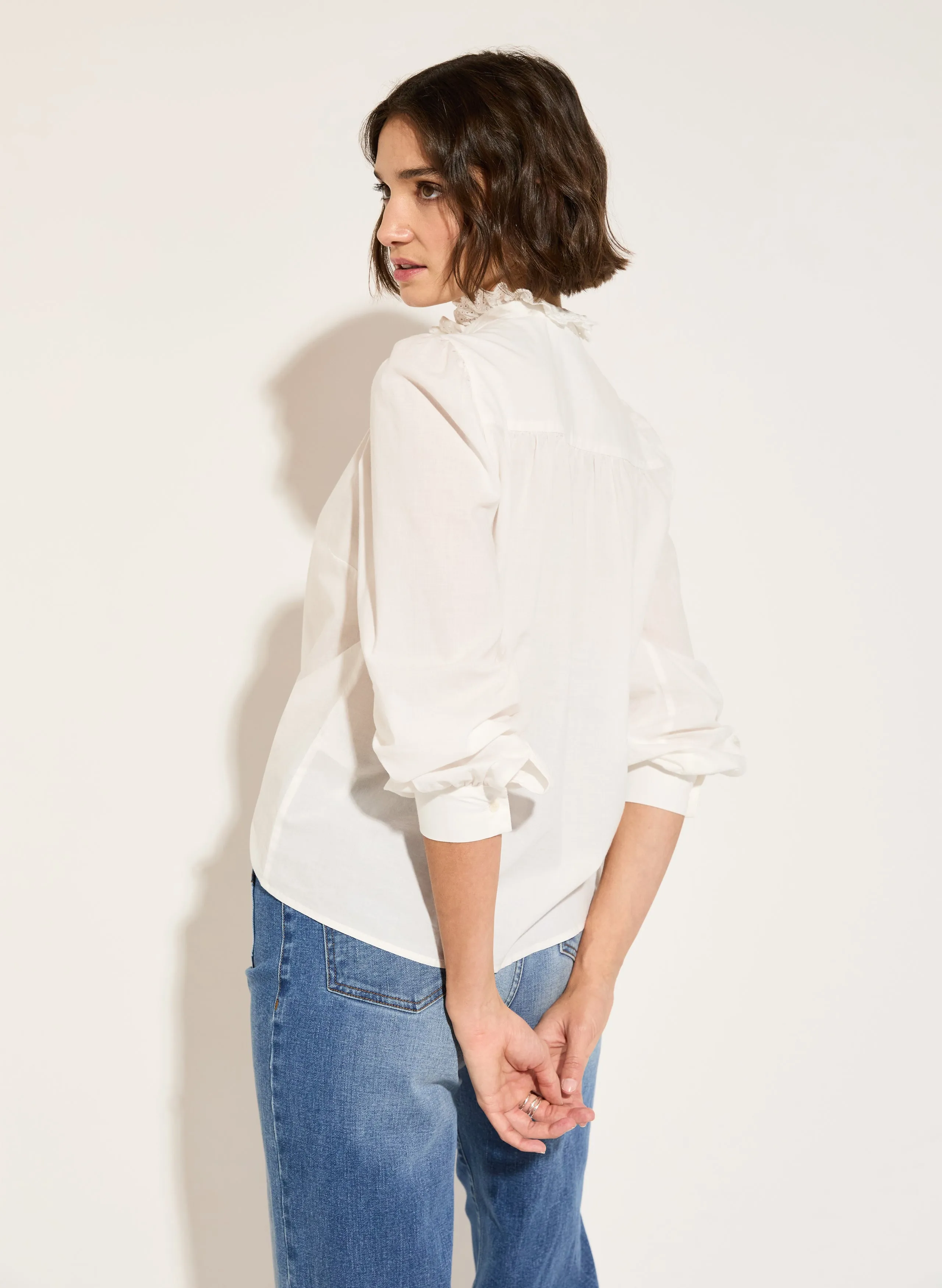 Milla Organic Cotton Broderie?Detail Blouse