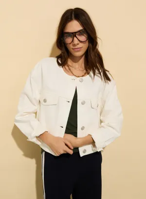 Nova Organic?Cotton Collarless Denim Jacket