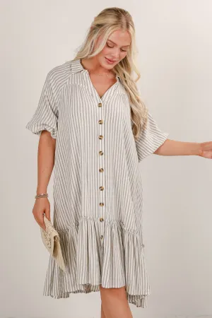 Prettiest Invite Striped Seersucker Midi Dress