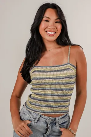 Pull It Together Blue Striped Knit Tank