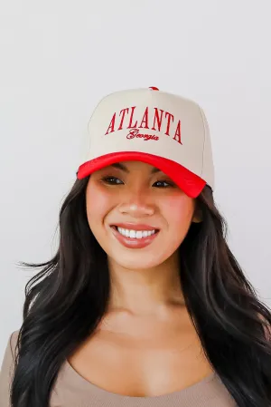 Red Atlanta Georgia Color Block Embroidered Hat