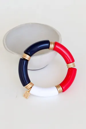 Red   Navy Color Block Tube Bracelet
