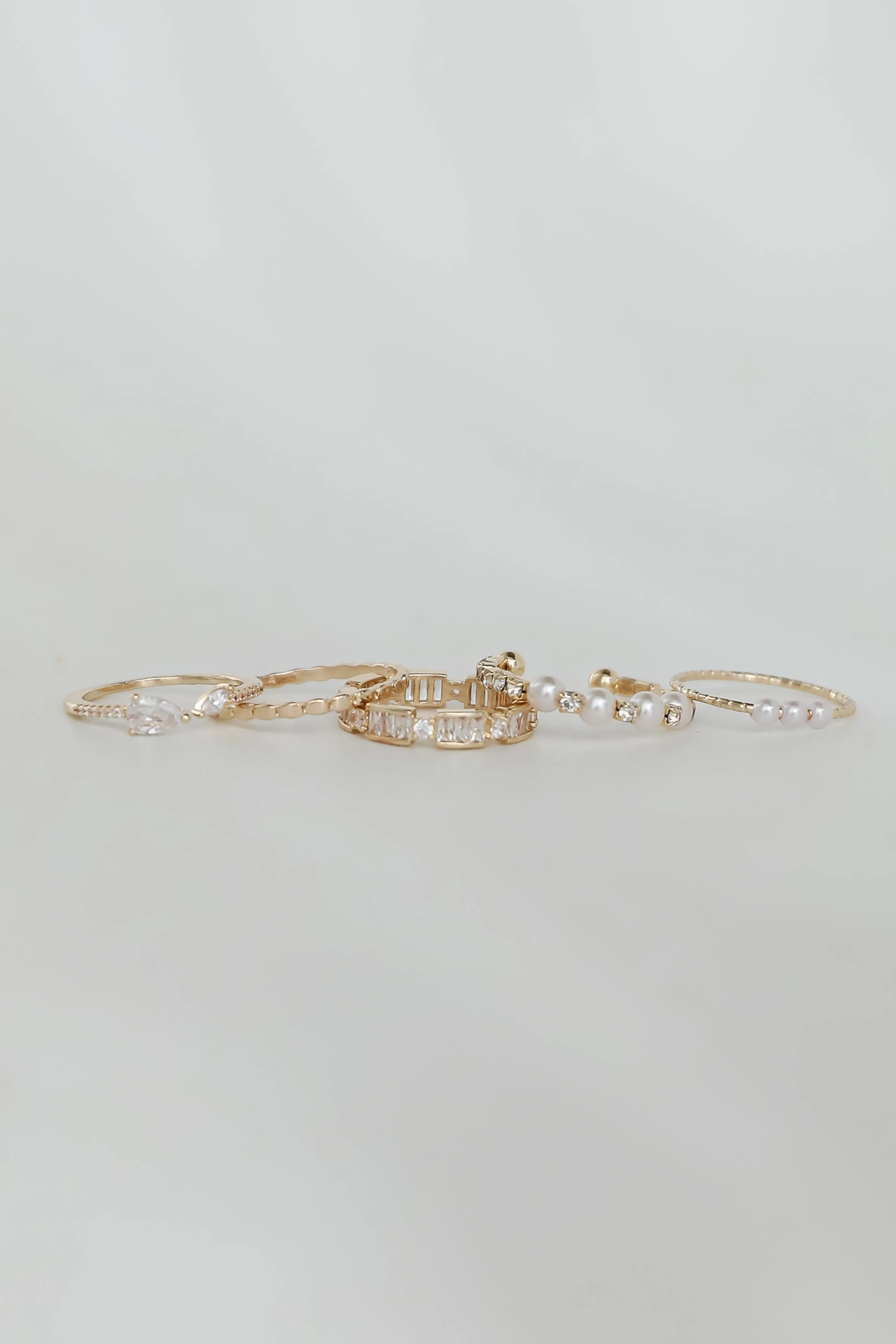 Reece Gold Rhinestone Ring Set