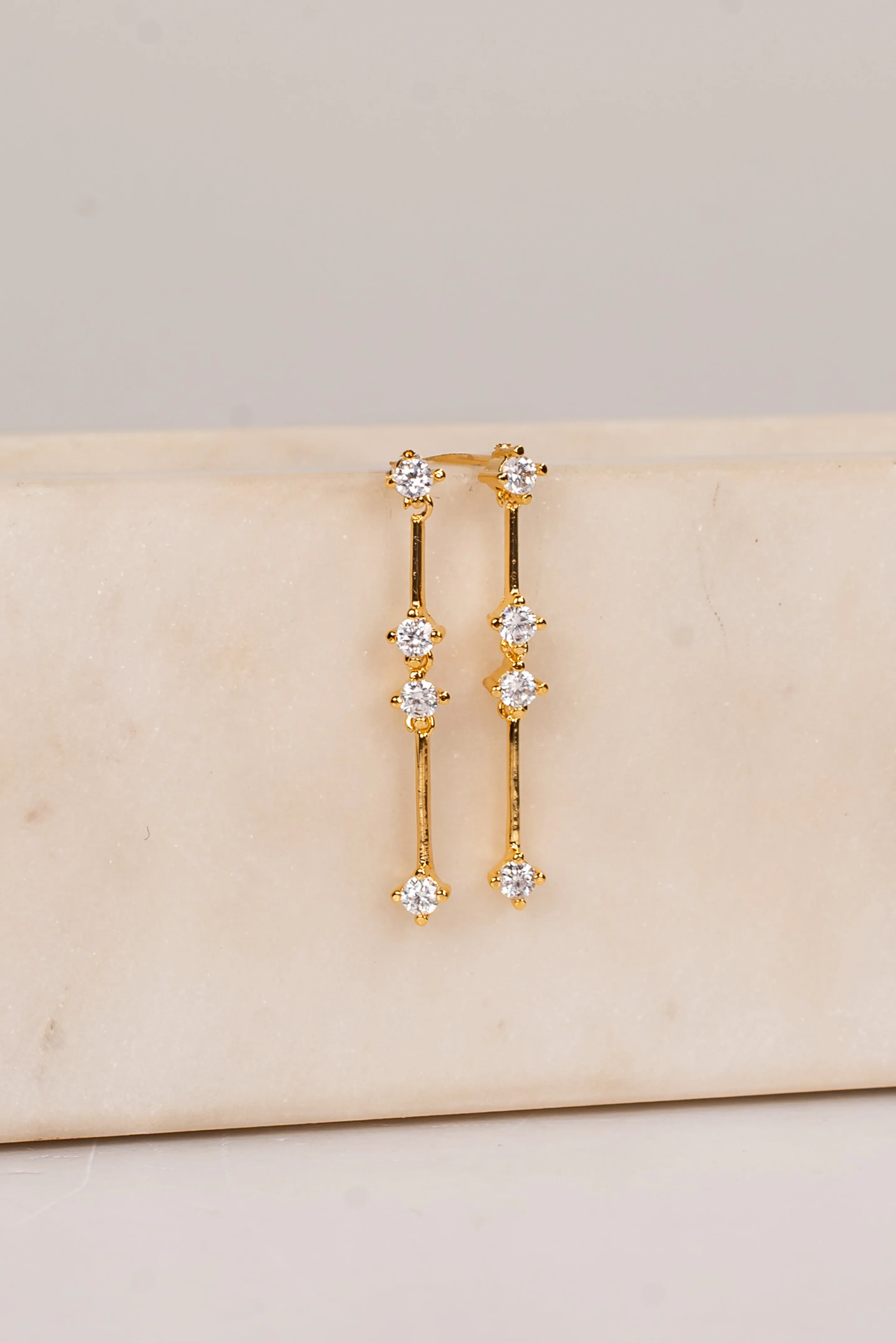 Sara Gold Rhinestone Drop Earrings