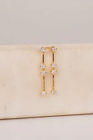 Sara Gold Rhinestone Drop Earrings