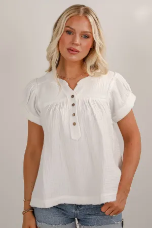 So Much In Common White Linen Blouse