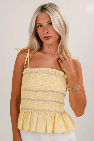 Soak Up The Sun Yellow Smocked Tank