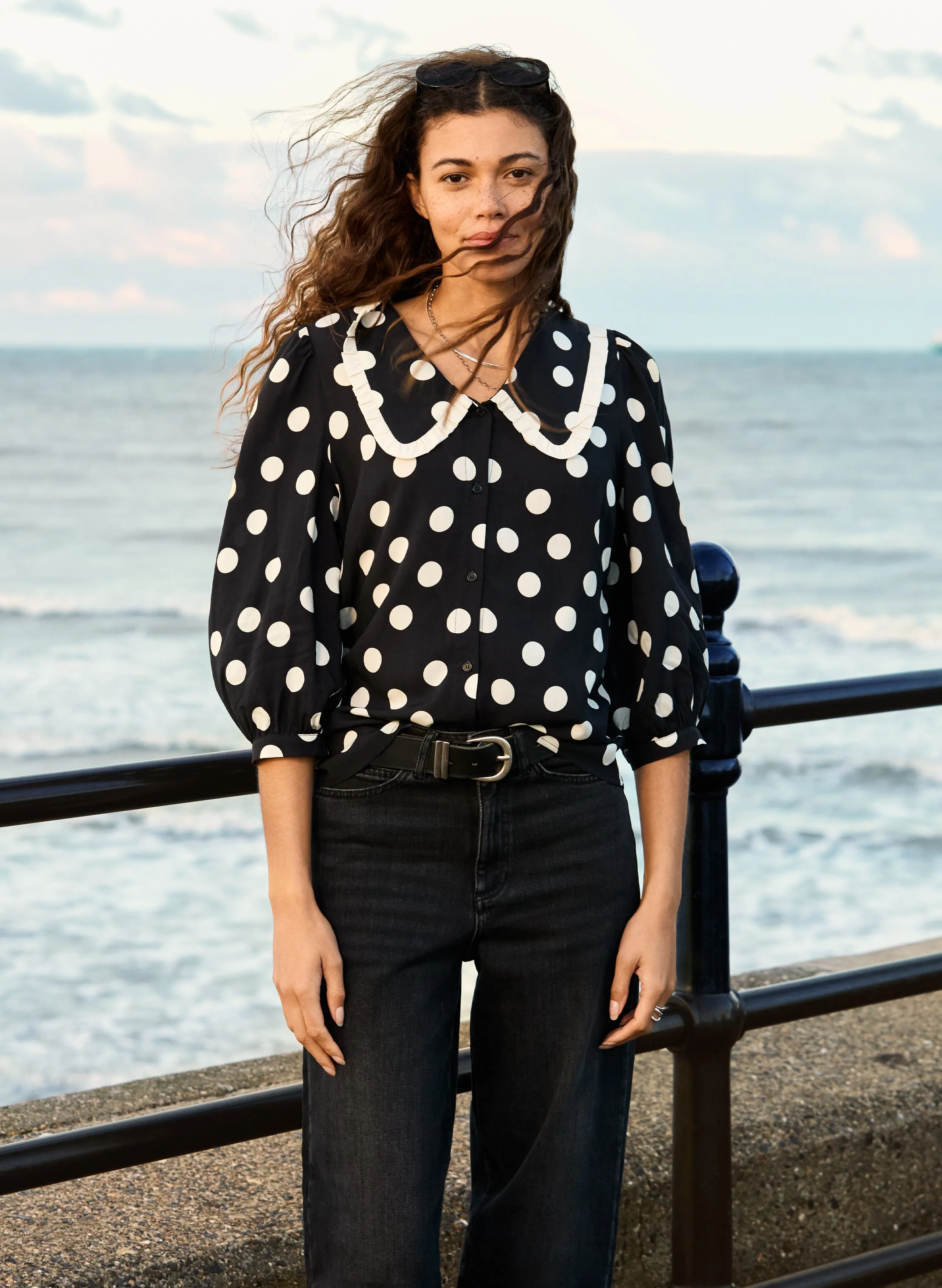 Sosha?Printed?Collar Detail Blouse