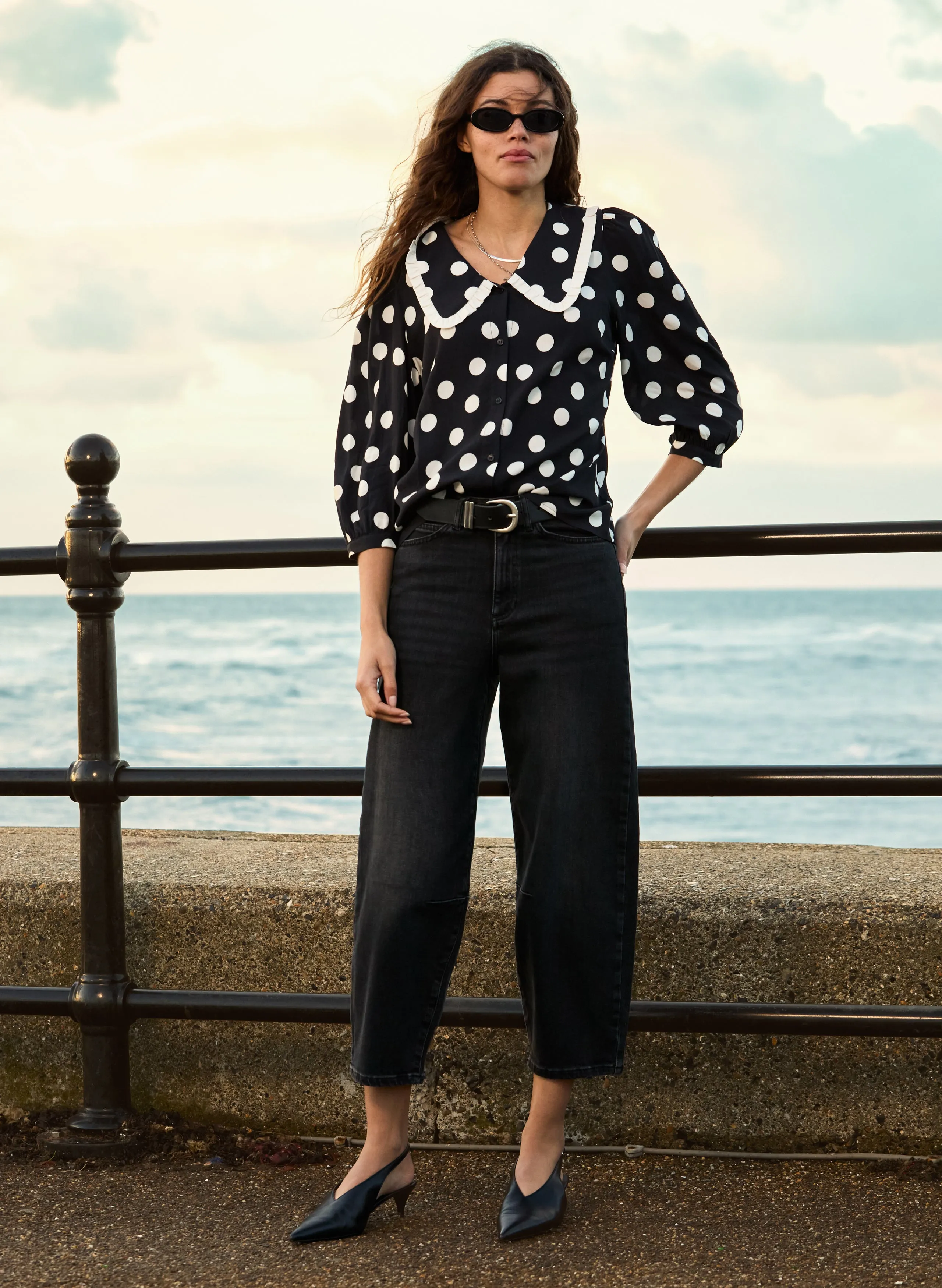 Sosha?Printed?Collar Detail Blouse