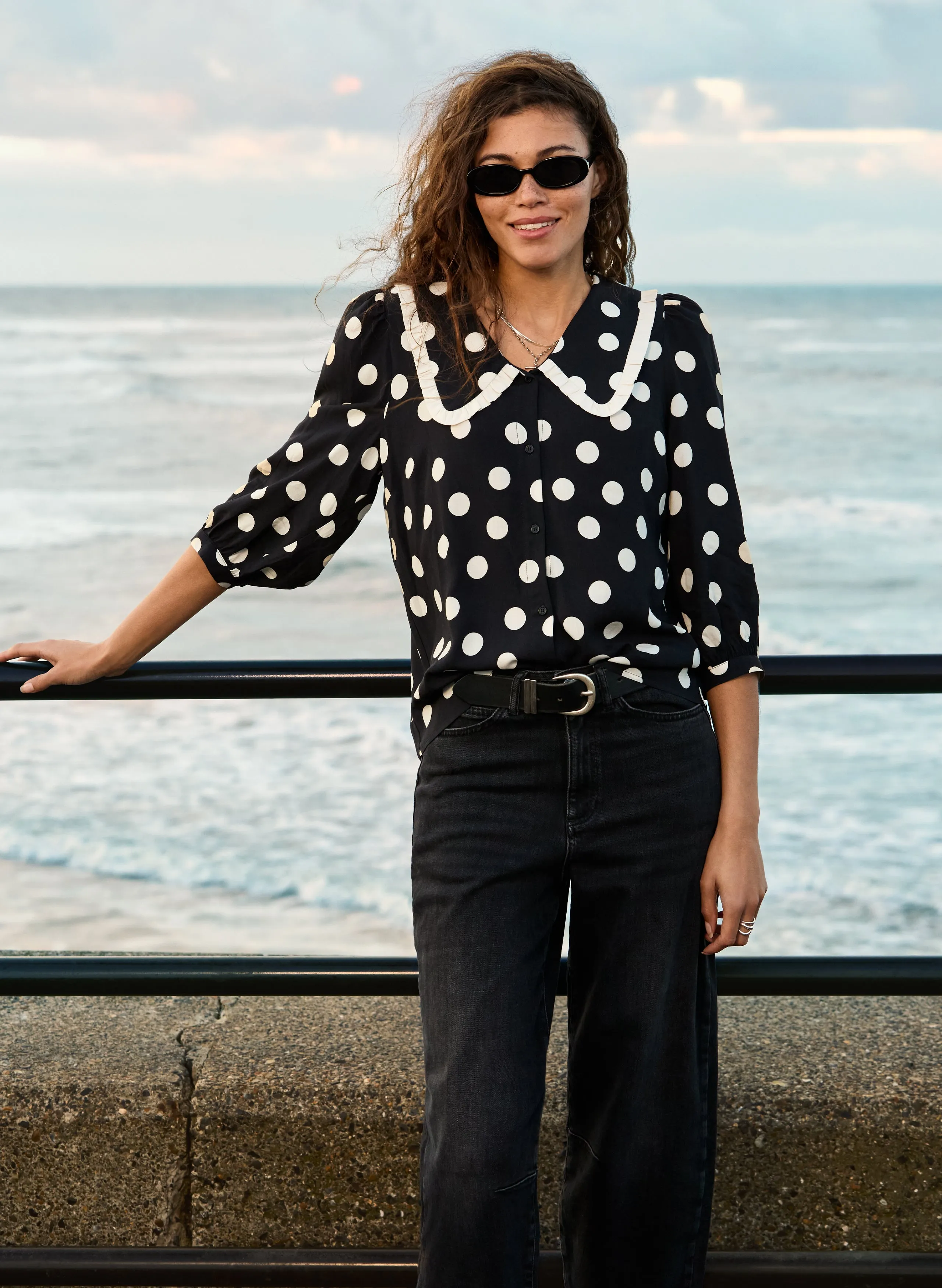 Sosha?Printed?Collar Detail Blouse