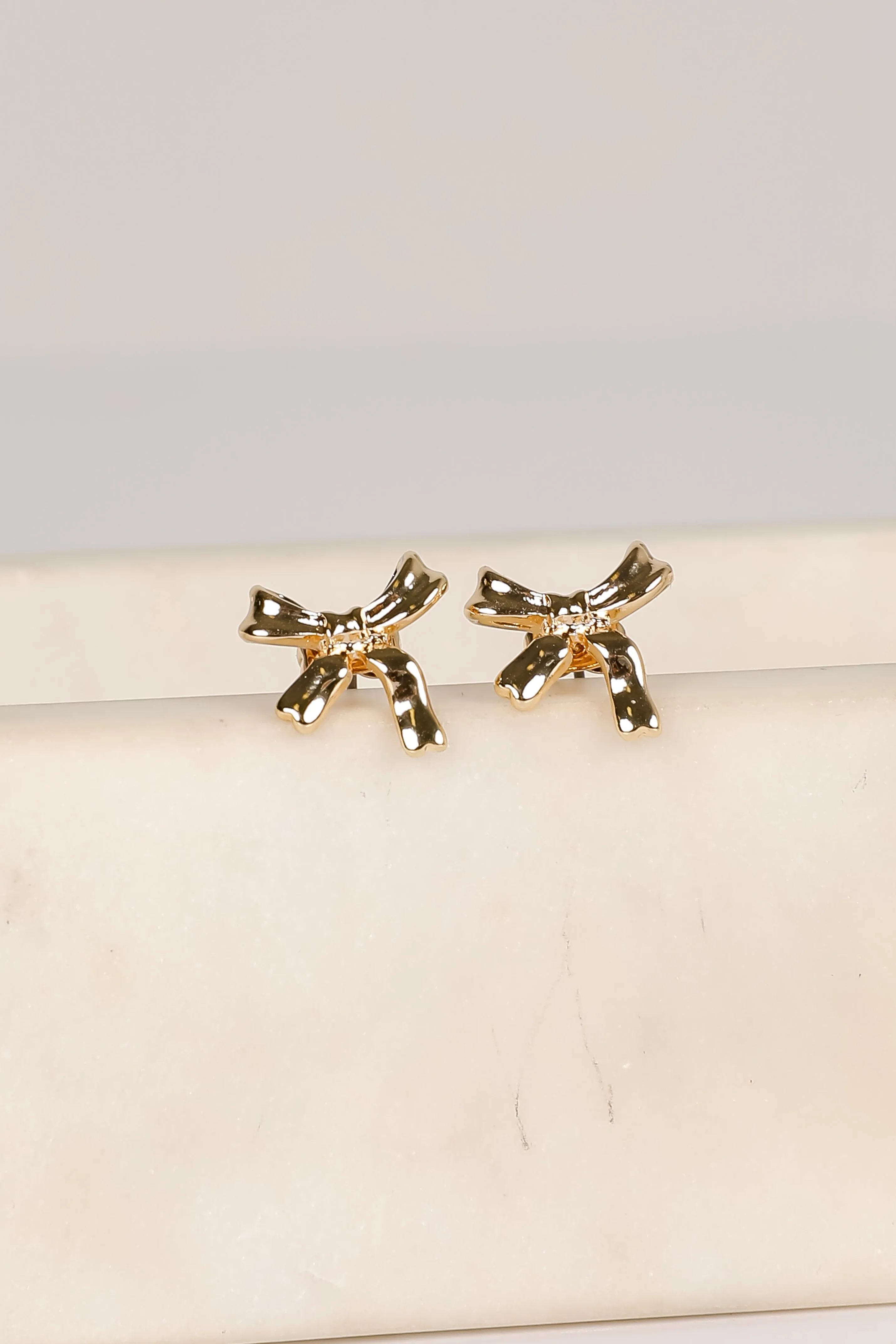 Stephanie Gold Bow Earrings