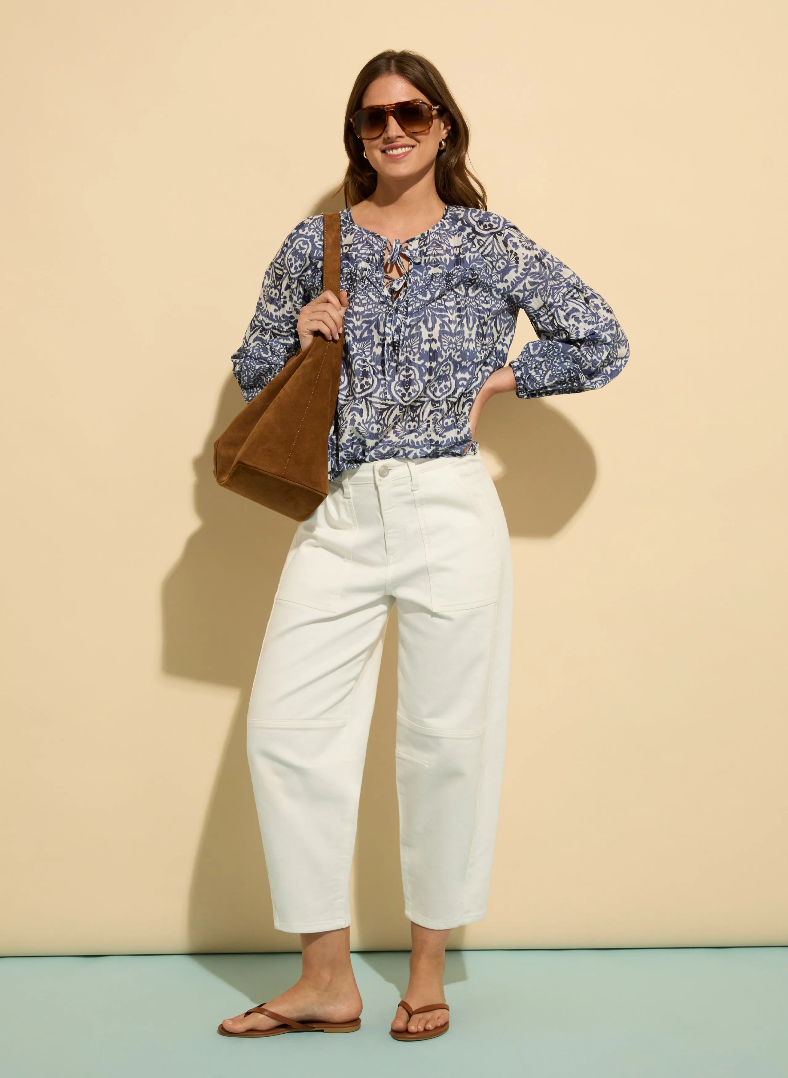 Stephanie Organic Cotton?Tie Neck?Blouse
