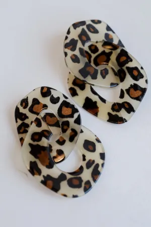 Teagan Leopard Acrylic Chainlink Statement Earrings