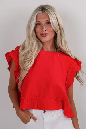 United In Love Linen Ruffle Blouse - DU DEAL