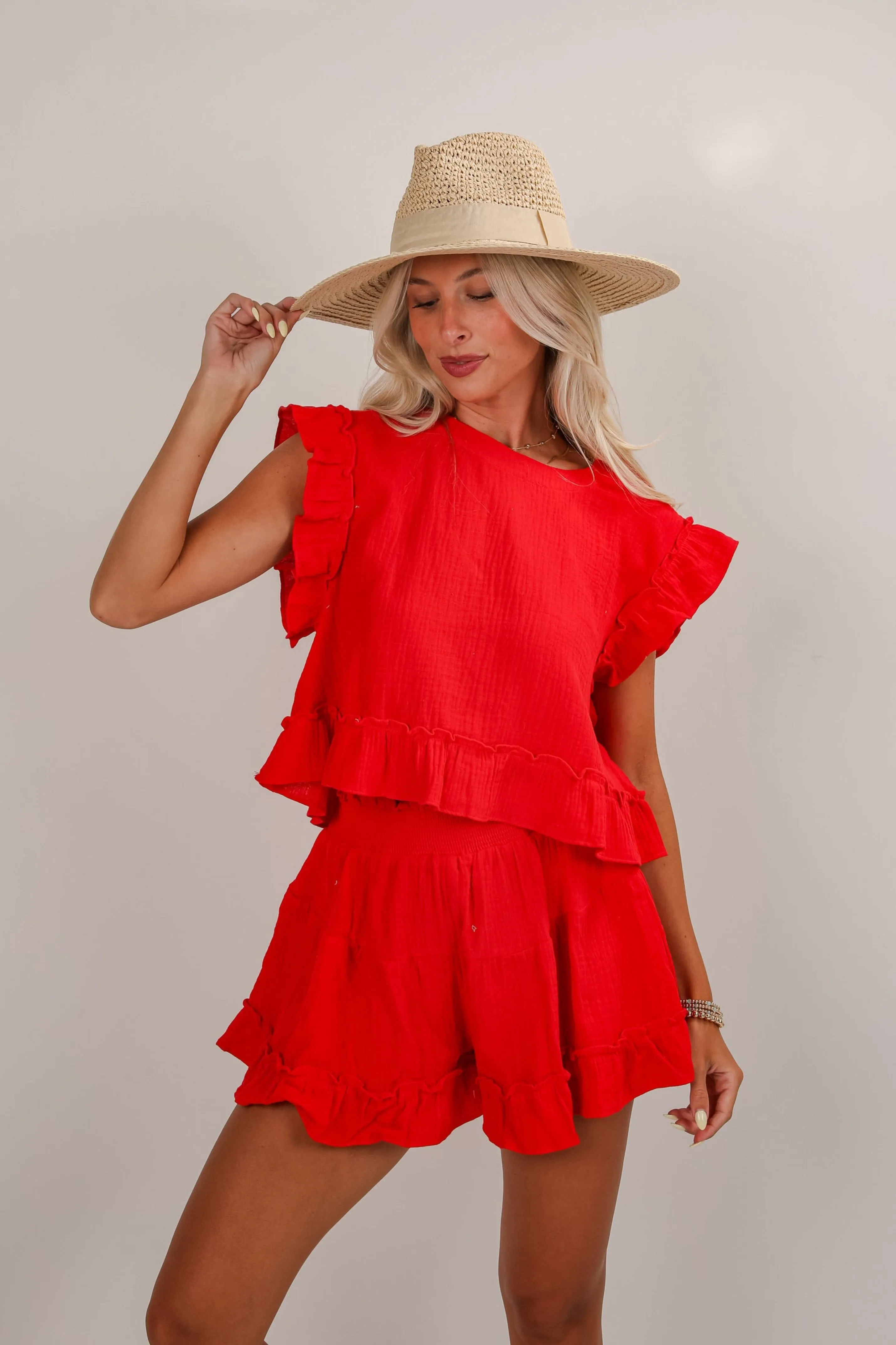 United In Love Linen Ruffle Blouse - DU DEAL