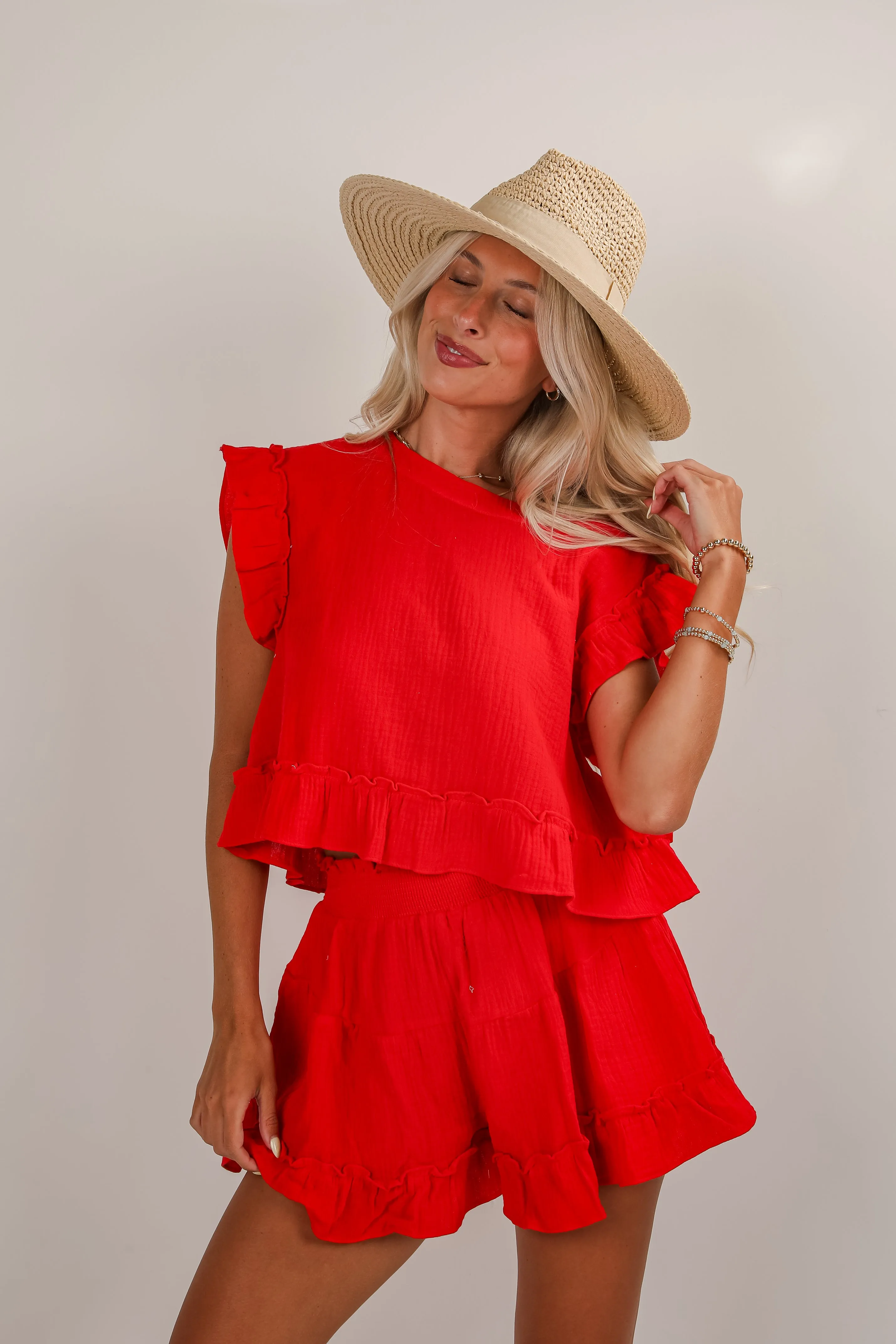 United In Love Linen Ruffle Shorts - DU DEAL