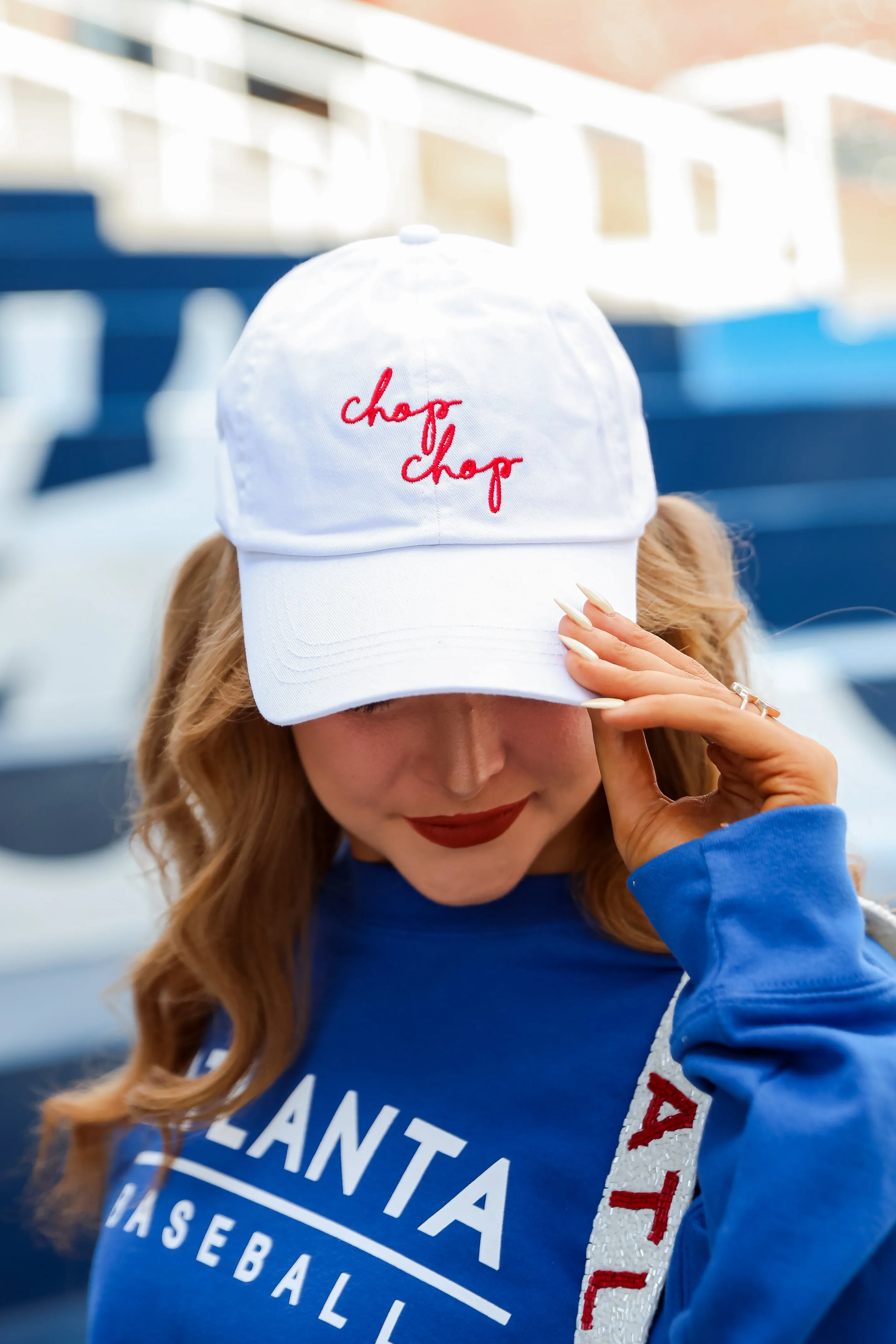 White Chop Chop Script Embroidered Hat